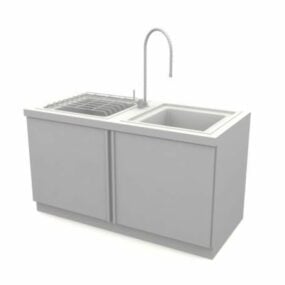Kitchen Cabinet Sink And Drain Board 3d model