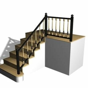 Spiral Staircase In Black Steel Material 3d model