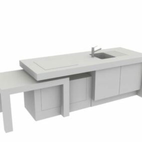 टेबल सिंक यूनिट 3डी मॉडल के साथ रसोई