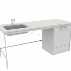 3д модель небольшого кухонного стола с раковиной