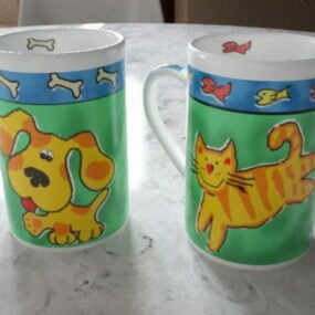 Kitty Doggy Cups Decoration 3d model