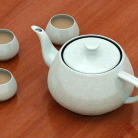 Conjunto de chá coreano de porcelana Modelo 3D