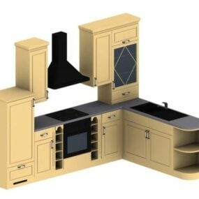L Kitchen Cabinet Apartment Design 3d model
