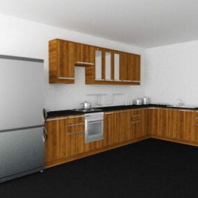 3д модель Г-образного дизайна кухонного шкафа