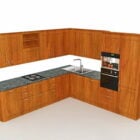 Wood L Shape Kitchen Cabinet