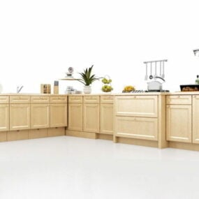 L Shape House Kitchen Floor Cabinets 3d model