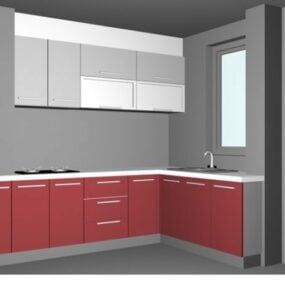 L Shaped Corner Kitchen Design 3d model