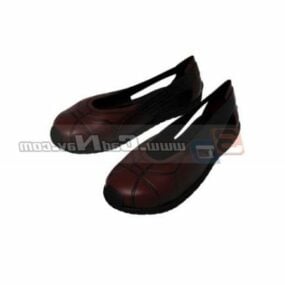 Lady Black Leather Casual Shoes 3d model