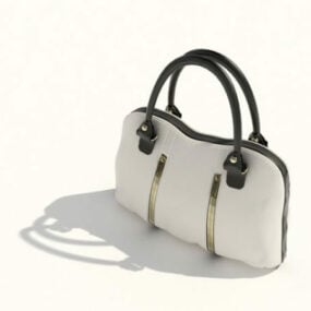Ladies Fashion White Leather Handbag 3d model