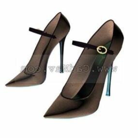 Brown Color Lady Pumps Shoes 3d model