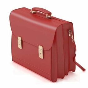 Lady Fashion Red Leather Briefcase 3d model