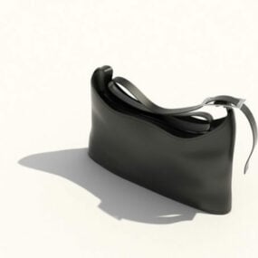 Bolsa feminina de couro preto modelo 3d