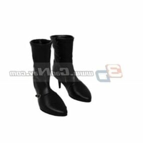 Lady Black High Heel Boots 3d model