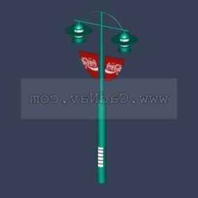 Design Lamp Pole With Street Banner 3d model