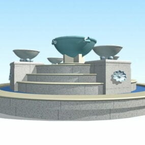 大型公园喷泉3d模型