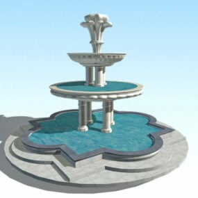 Mô hình 3d đài phun nước sân vườn lớn