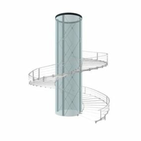 Large Spiral Hotel Staircase 3d model