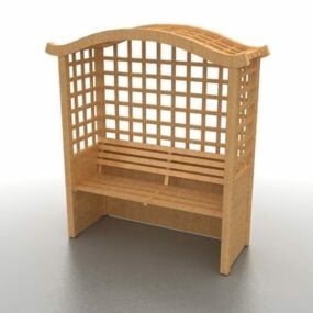 带长凳的花园木格子凉亭3d模型