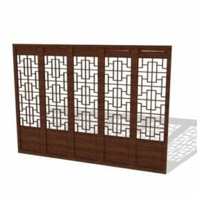 Wooden Lattice Room Divider 3d model