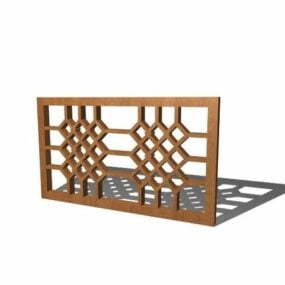 Lattice Design Wooden Window Panel 3d model
