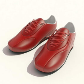 Red Leather Men Dress Shoes 3d model