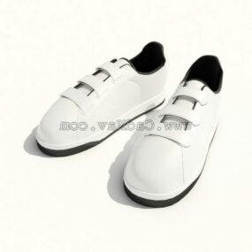 White Leather Flat Men Shoe 3d model