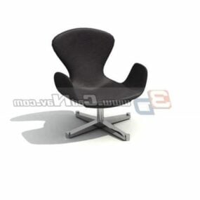 Sort Læder Interiør Swan Chair 3d model