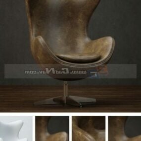 Leather Swivel Egg Chair Furniture 3d model