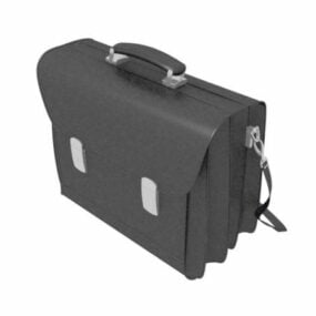Black Leather Laptop Briefcase 3d model