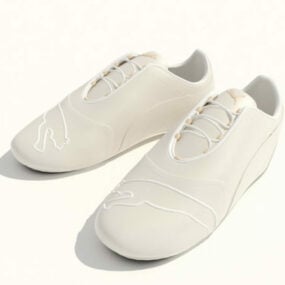 Miesten vapaa-ajan kengät Valkoinen nahka 3D-malli