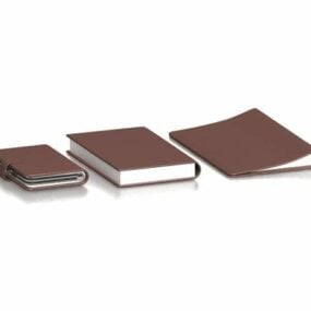 Office Leather Notebook Set 3d model