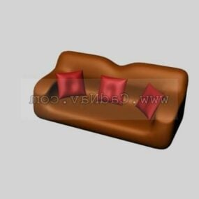 Furniture Leather Sofa And Cushion 3d model