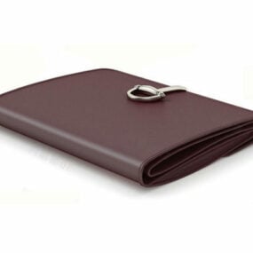 Brown Leather Fashion Trifold Wallet 3d model