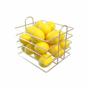 Buah Lemon Dalam Model Keranjang Logam 3d