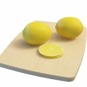 Model 3d Lemon Buah Dan Papan Pemotong
