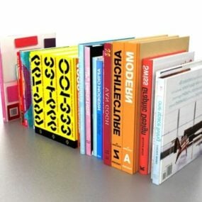 Modello 3d dei libri della biblioteca dell'ufficio