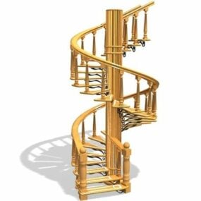 Escalier en bois de bibliothèque modèle 3D