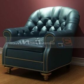 Furniture Blue Leather Sofa 3d model