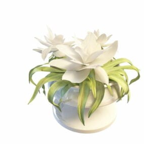 陶瓷花瓶中的百合花3d模型