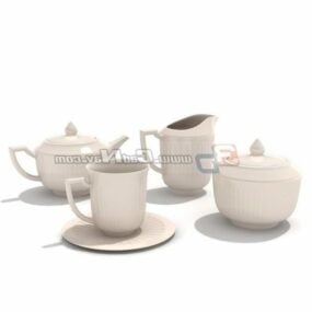 Lime Glaze Pottery Coffee Set 3d model
