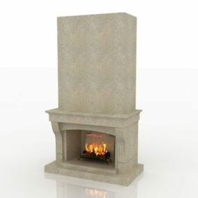 Home Limestone Fireplace 3d model