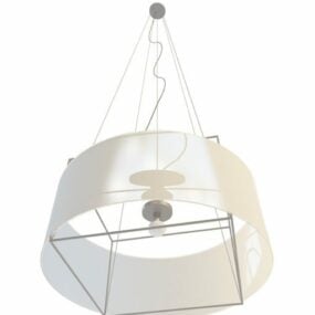 Linen Drum Shade Pendant Light 3d model