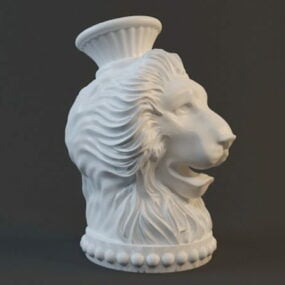 Escultura antigua de cabeza de león modelo 3d