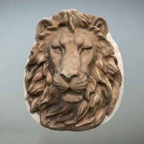 Escultura de pared de cabeza de león occidental modelo 3d