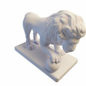 Modelo 3D da estátua do leão no jardim de pedra