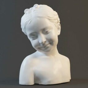 Estatua de busto de niña sonriente modelo 3d