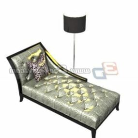 Living Room Chaise Lounge And Floor Lamp 3d model