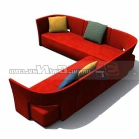 Modelo 3d de móveis de sofá de canto para sala de estar