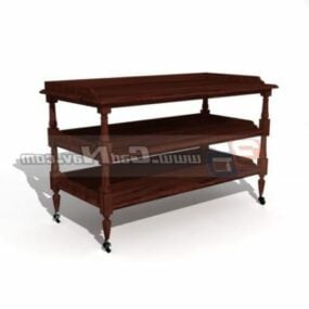 Modelo 3d de rack de armazenamento de madeira maciça para sala de estar