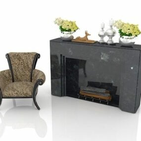 Living Room Fireplace Design 3d model